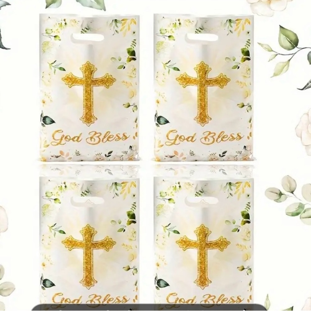 50pk Religious Floral Cross gift bags NWOT